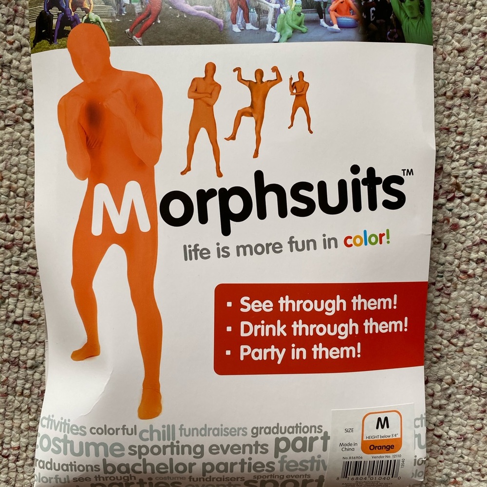 Men’s Orange Morph suit Halloween costume